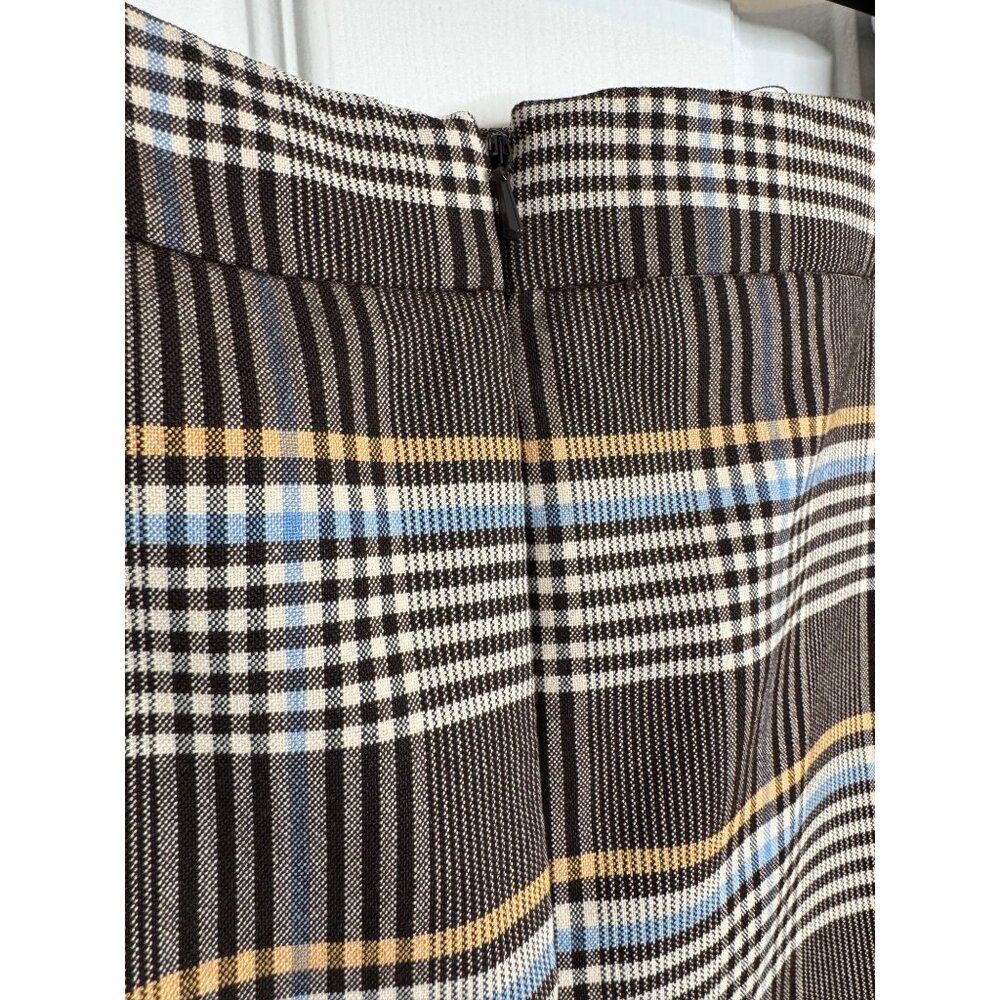 Topshop Plaid Miniskirt Size 12 Box Pleats Brown Cream NWT - Picture 6 of 11